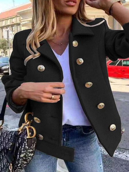 

Urban Plain Loose Shirt Collar Long sleeve Jacket, Black, Jackets