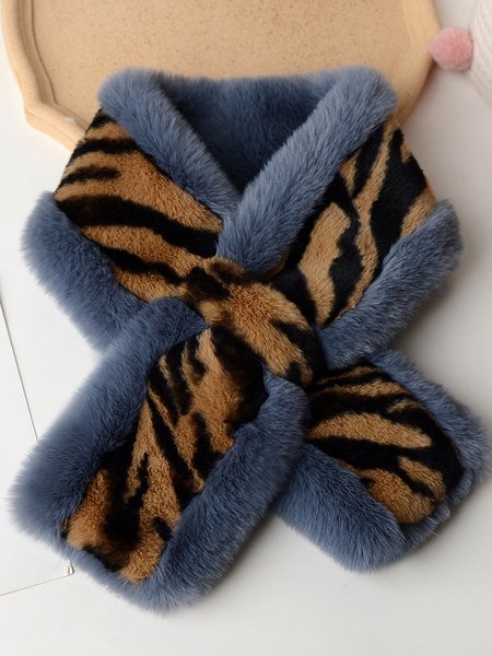 

Casual Faux Fur Leopard Zebra Pattern Scarf Banquet Party Elegant Accessories Autumn Winter Warmth Thickening, Color6, Women Scarves & Shawls