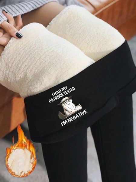 

Text Letters Tight Casual Cat Leggings, Black, Leggings