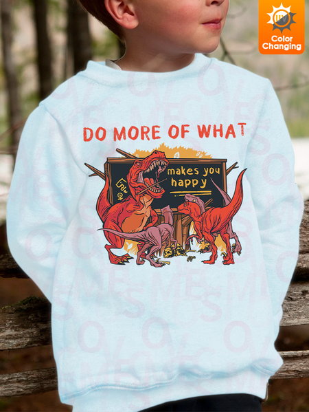 

Lilicloth X Jessanjony Unisex Do More Of What Makes You Happy With Dinosaur UV Color Changing Children Sweatshirt, Light blue, Kid's Sweatshirts
