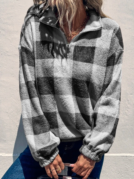 

Casual V Neck Plaid Sweatshirt, Black, Sweatshirts & Hoodies