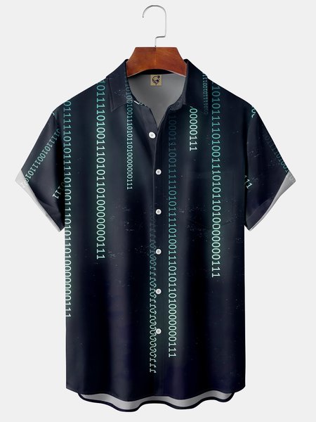 

Ombre Text Chest Pocket Short Sleeve Shirt, Green, Men Shirts