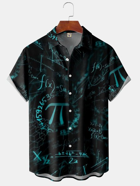 

Text Chest Pocket Short Sleeve Shirt, Blue, Men Shirts