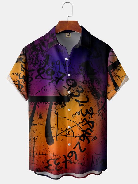 

Geometric Chest Pocket Short Sleeve Shirt, Orange red, Men Shirts