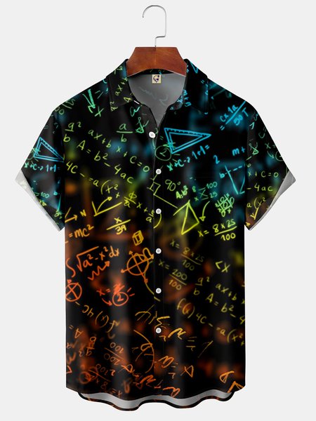 

Sci-Fi Numbers Chest Pocket Short Sleeve Shirt, Blue, Men Shirts