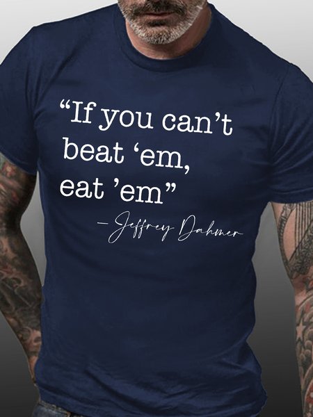 

Mens If You Can't Beat Em Eat Em Funny Graphic Print Casual Text Letters Cotton T-Shirt, Purplish blue, T-shirts