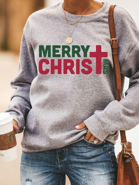 

Merry Christmas With Cross Women's Sweatshirt, Gray, Hoodies&Sweatshirts