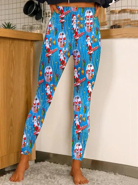 

Women Regular Fit Christmas Leggings, Blue, Leggings