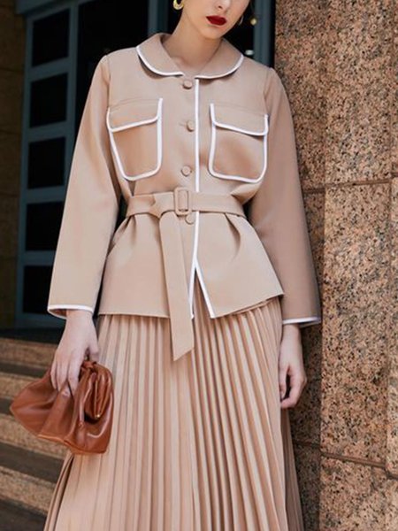 

Long sleeve Regular Fit Color Block Jacket, Khaki, Jackets