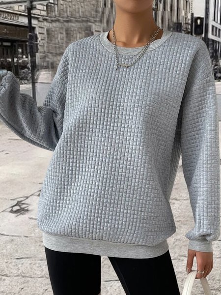 

Crew Neck Loose Casual Sweatshirt, Gray, Sweatshirts & Hoodies