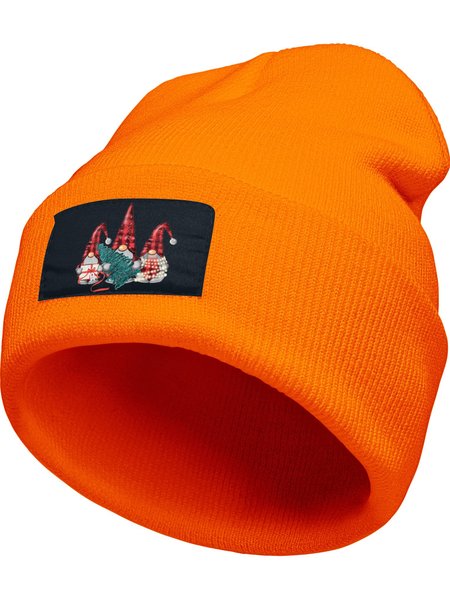 

Christmas Goblin Merry Christmas Graphic Beanie Hat, Orange, Hats