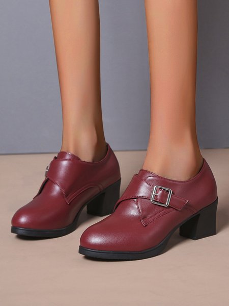 

Buckle Chunky Heels, Wine red, Heels