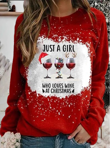 

Crew Neck Christmas Casual Sweatshirt, Red, Hoodies & Sweatshirts
