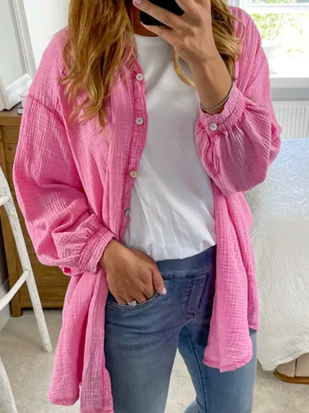 

Plain Cotton And Linen Casual Blouse, Pink, Shirts & Blouses