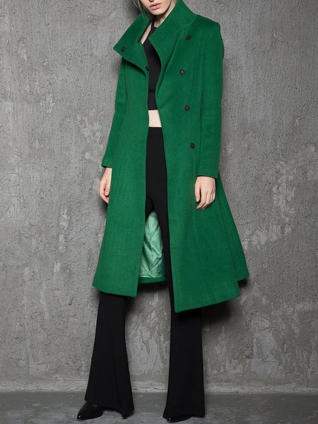 

Lapel Collar Long sleeve Elegant Regular Fit Overcoat, Green, Coats