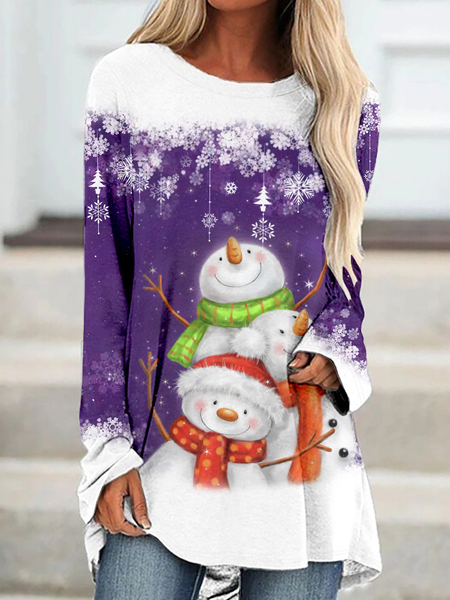 

Women Loose Christmas Santa Long sleeve Top, Purple, Long sleeves