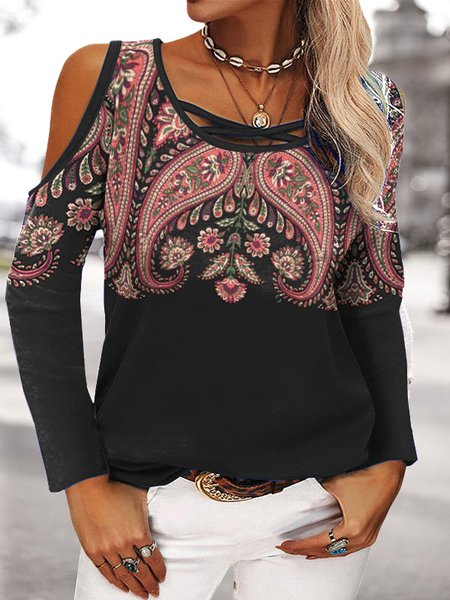 

Casual Regular Fit Top, Black, Tops