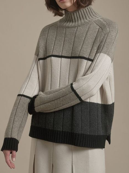 

Daily Turtleneck Color Block Sweater, Camel, Pullovers