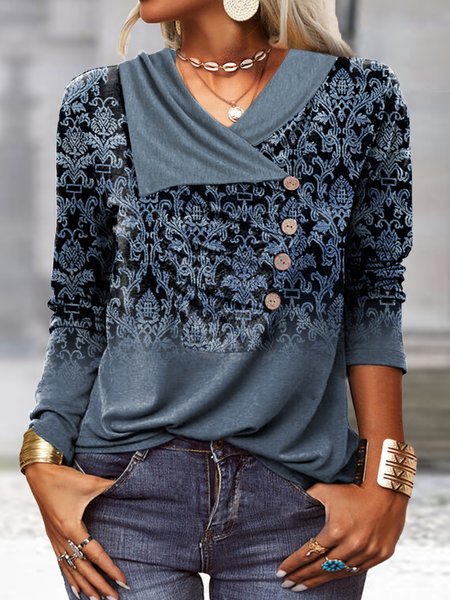 

Cross Neck Casual Top, Dark blue, Shirts & Blouses