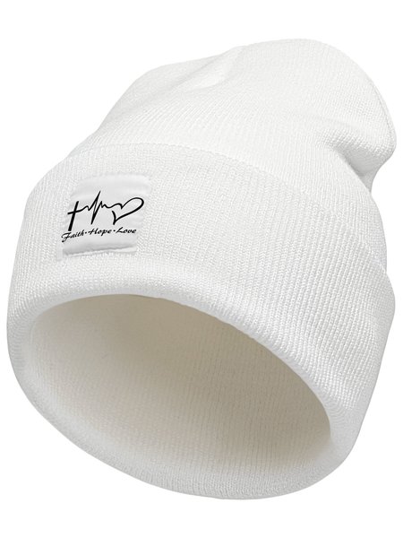 

Fatih Hope Love Graphic Beanie Hat, White, Hats