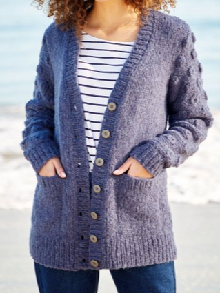 

Casual Knitting Regular Fit Sweater Coat, Gray purple, Sweaters