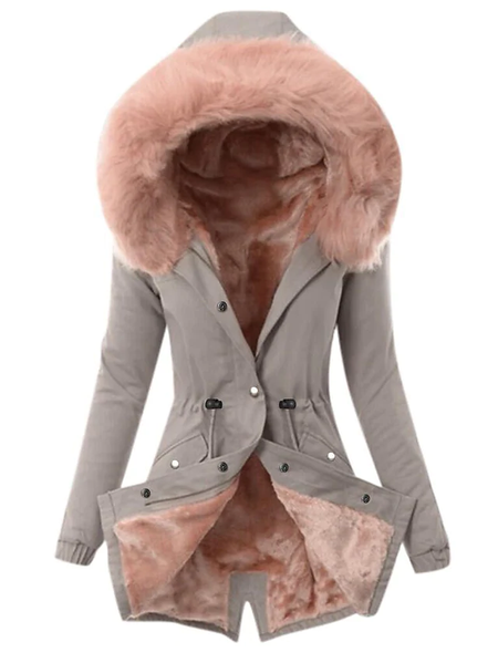 

Color Block Fluff/Granular Fleece Fabric Loose Teddy Jacket, Gray, Outerwear