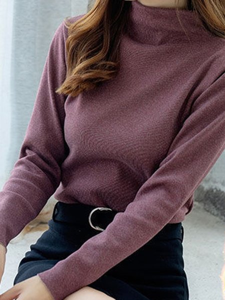 

Plush Thermal Bottoming Underwear High Neck Long Sleeve T-Shirt Plus Size, Purple, Loungewear & Sleepwear