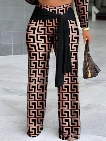 

Daily Regular Fit Geometric Regular Fit Fashion Pants, Black, Pants