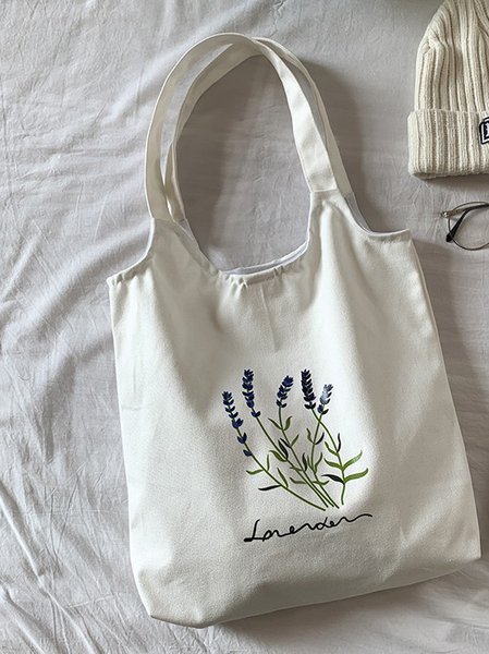 Tulip Graphic Supremarket Shopping Tote Bag, White, Bags