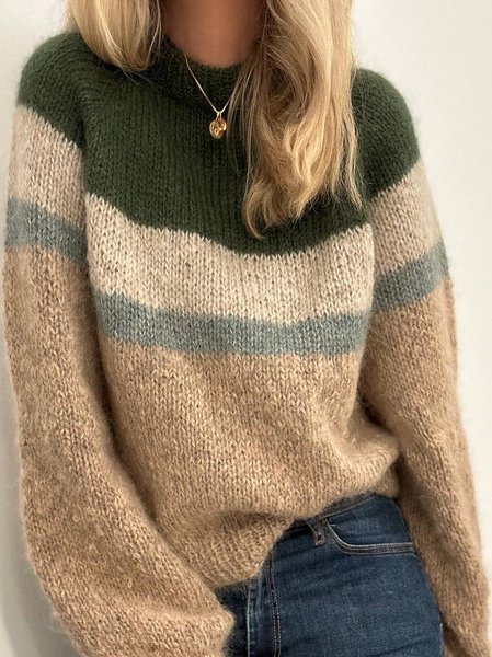 

Casual Striped Regular Fit Wool/Knitting Sweater, Multicolor, Sweaters