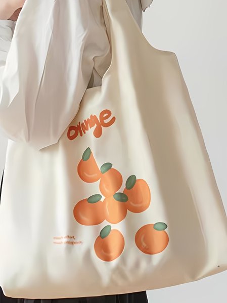 

Orange & Peach Graphic Shopping Tote Bag, Color1, Bags
