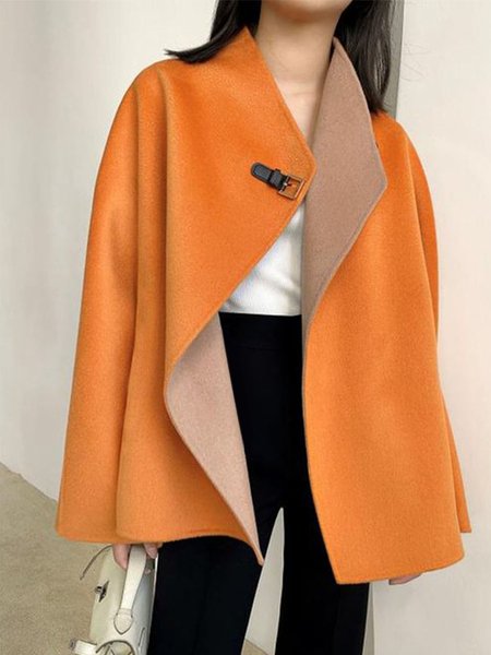 

Long sleeve Plain Others Loose Jacket, Orange, Jackets