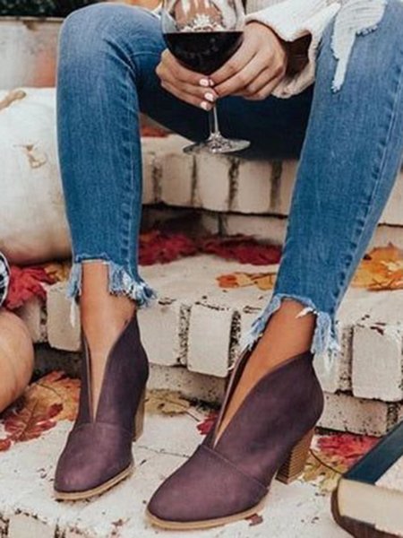 

Vintage Plain Simple Ankle Boots, Wine red, Boots