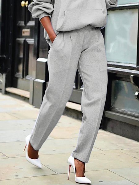 

Loose Casual Urban Pockets Fashion Straight Pants, Gray, Pants
