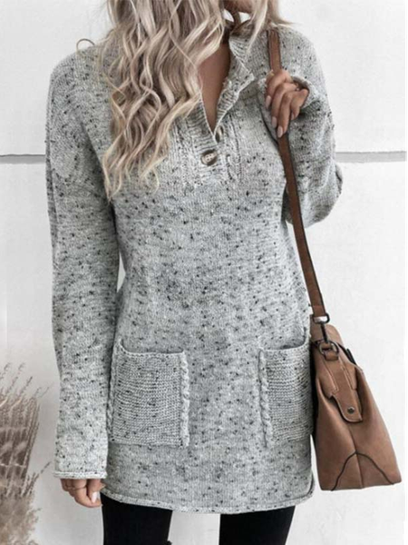 

Casual Wool/Knitting Plain Dress, Gray, Mini Dresses