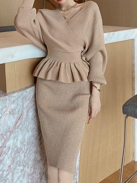 

Long sleeve Regular Fit Elegant Sweater, Khaki, Pullovers