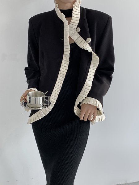 

Urban Long Sleeve Regular Fit Color Block Jacket, Black, Jackets