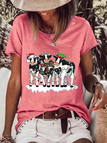 

Christmas Cow Women's T-Shirt, Red, T-shirts