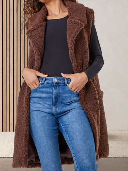 

Casual Lambswool Shawl Collar Vest, Deep brown, Vests & Gilets
