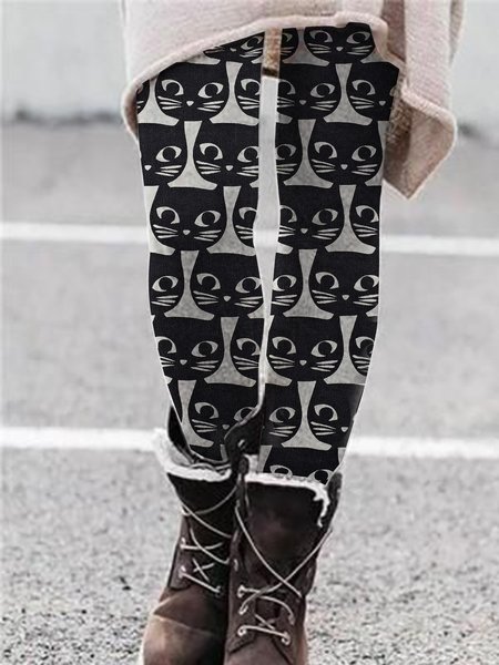 

Casual Regular Fit Wool/Knitting Legging, Black, leggings