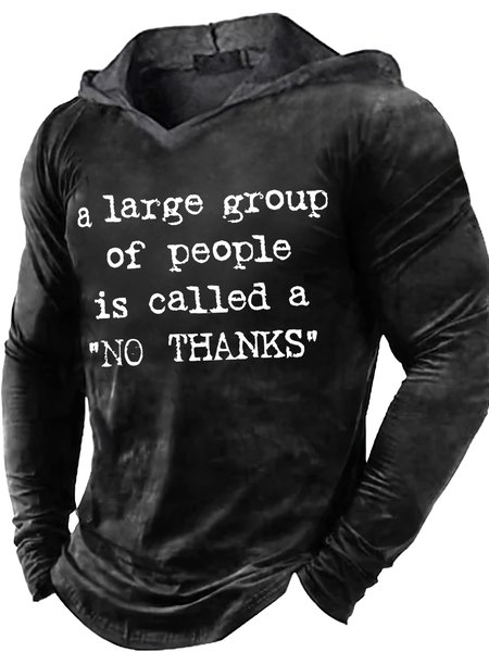 

Mens A Large Group Of People Is Called A No Thanks Funny Graphic Print Hoodie Casual Regular Fit Sweatshirt, Black, Hoodies&Sweatshirts