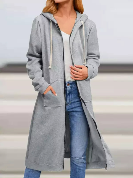 

Casual Plain Loose Coat, Gray, Coats