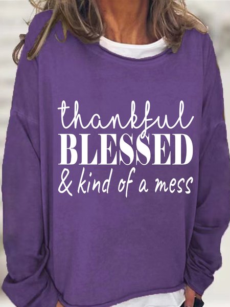 

Lilicloth X Hynek Rajtr Thankful Blessed And Kind Of A Mess Women‘s Sweatshirt, Purple, Hoodies&Sweatshirts