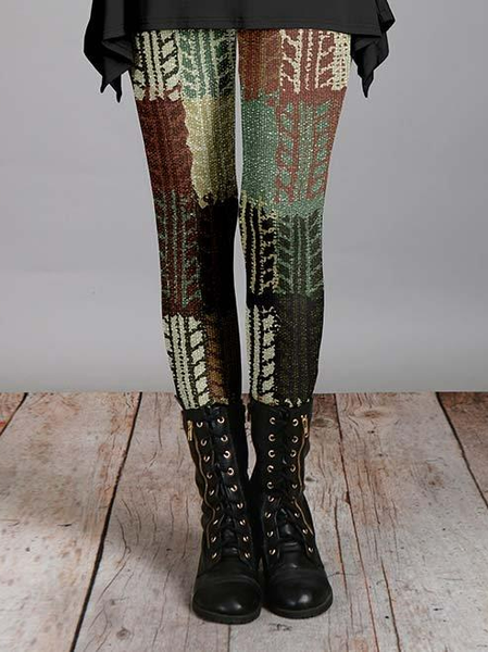 

Casual Color Block Tight Leggings, Multicolor, Leggings