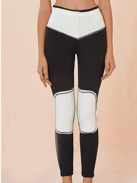 

Color Block Regular Fit Leggings, Black, Leggings
