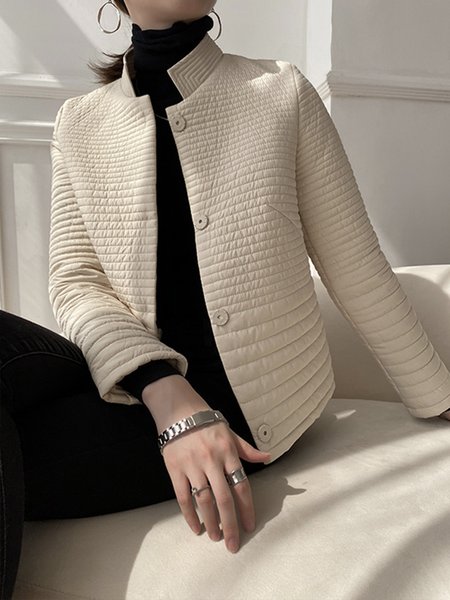 

Daily Long sleeve Regular Fit Simple Fleece Coat, Apricot, Others