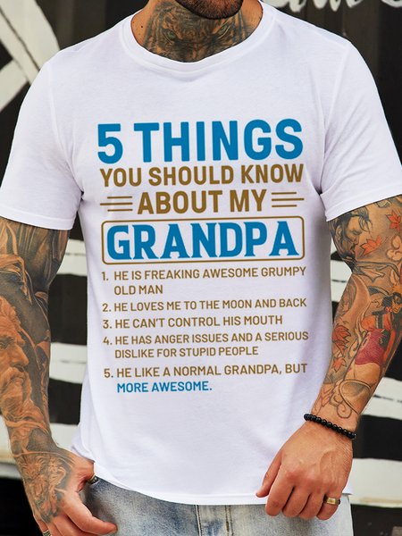 

FiveThings You Shoula Know About My Grandfather Men`s T-Shirt, White, T-shirts