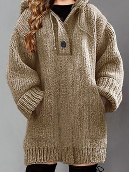 

Casual Wool/Knitting Loose Dress, Khaki, Dresses