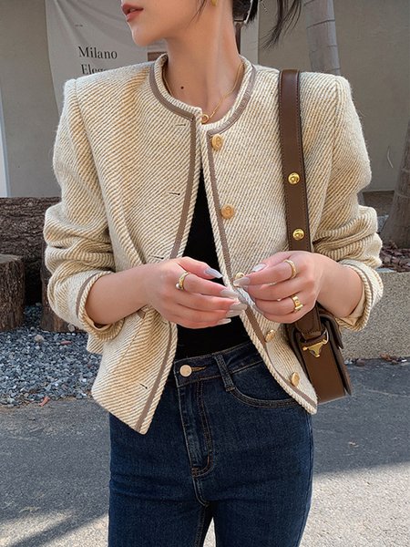 

Long sleeve Urban Crew Neck Loose Jacket, Khaki, Jackets