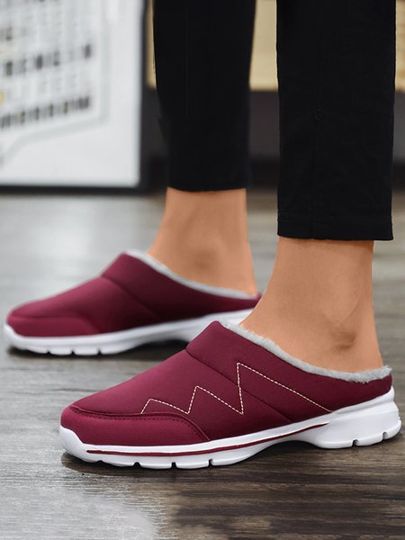 

Plus Size Plain Warm Lined Sports Slippers, Datered, Sneakers